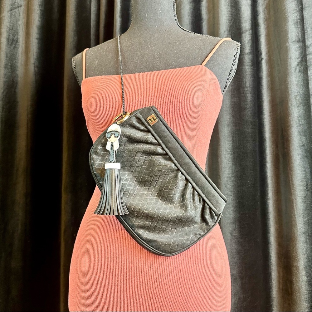 FENDI black crossbody or shoulder bag quilted soft cloth! So cute. “GREAT!” - Picture 4 of 16